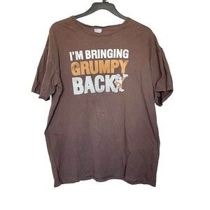 Mens Womens Graphic Tshirt Sz XL "I'm Bringing Grumpy Back" Brown Unisex Disney
